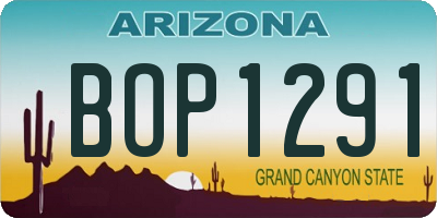 AZ license plate BOP1291