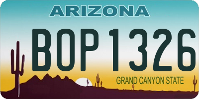 AZ license plate BOP1326