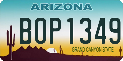 AZ license plate BOP1349