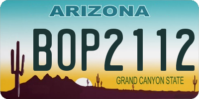 AZ license plate BOP2112