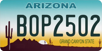 AZ license plate BOP2502