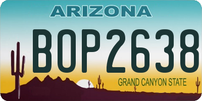 AZ license plate BOP2638
