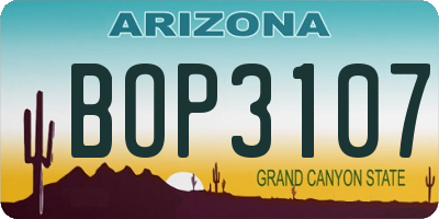 AZ license plate BOP3107