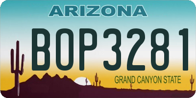 AZ license plate BOP3281