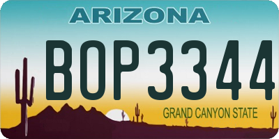 AZ license plate BOP3344