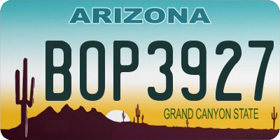 AZ license plate BOP3927