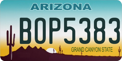 AZ license plate BOP5383