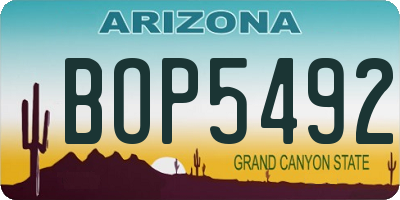 AZ license plate BOP5492