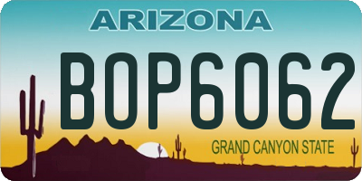 AZ license plate BOP6062