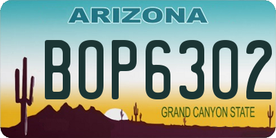 AZ license plate BOP6302