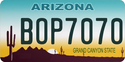 AZ license plate BOP7070