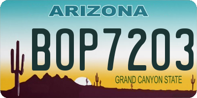AZ license plate BOP7203