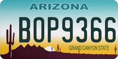AZ license plate BOP9366