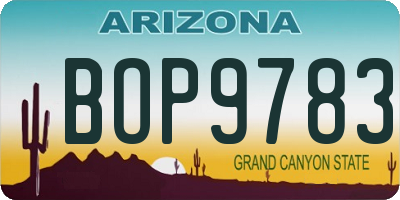 AZ license plate BOP9783