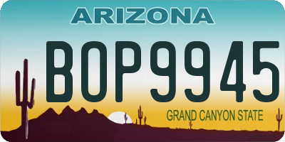 AZ license plate BOP9945