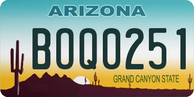AZ license plate BOQ0251