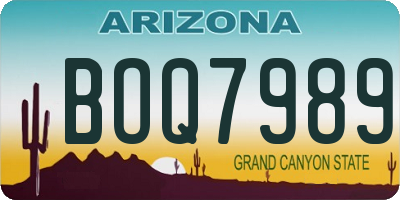 AZ license plate BOQ7989