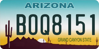 AZ license plate BOQ8151