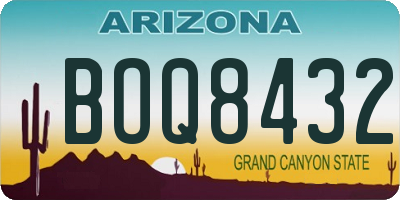 AZ license plate BOQ8432