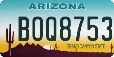 AZ license plate BOQ8753