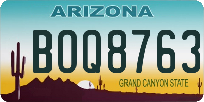 AZ license plate BOQ8763
