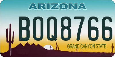 AZ license plate BOQ8766