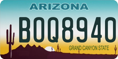 AZ license plate BOQ8940