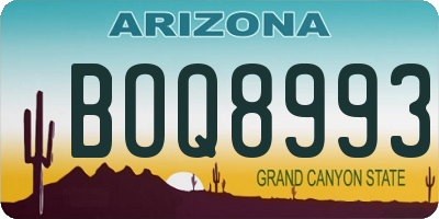 AZ license plate BOQ8993