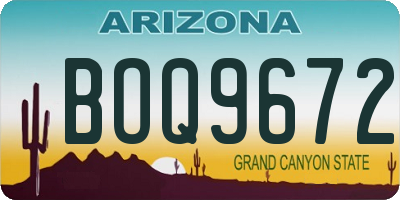 AZ license plate BOQ9672