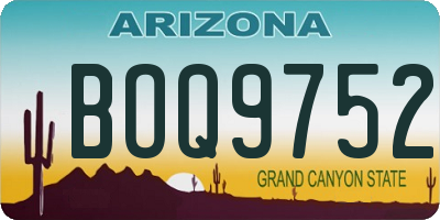 AZ license plate BOQ9752