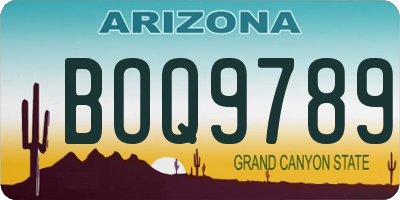 AZ license plate BOQ9789