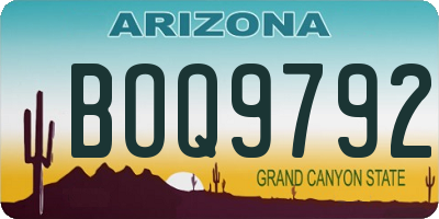 AZ license plate BOQ9792