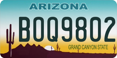 AZ license plate BOQ9802