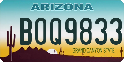 AZ license plate BOQ9833