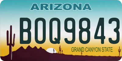 AZ license plate BOQ9843