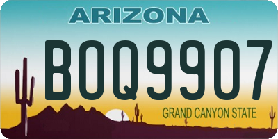 AZ license plate BOQ9907