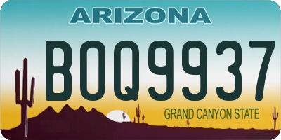 AZ license plate BOQ9937