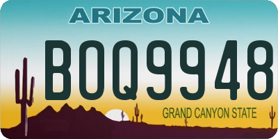 AZ license plate BOQ9948