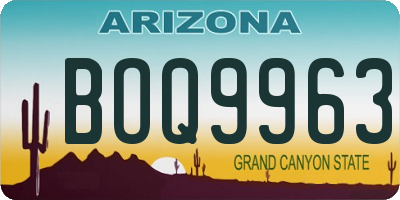 AZ license plate BOQ9963