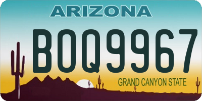 AZ license plate BOQ9967