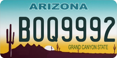 AZ license plate BOQ9992