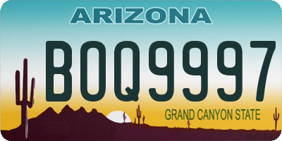 AZ license plate BOQ9997