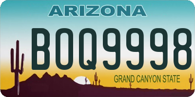 AZ license plate BOQ9998