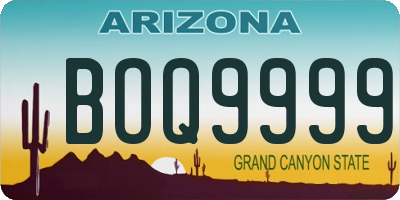 AZ license plate BOQ9999