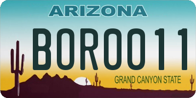 AZ license plate BOR0011