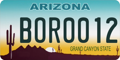 AZ license plate BOR0012