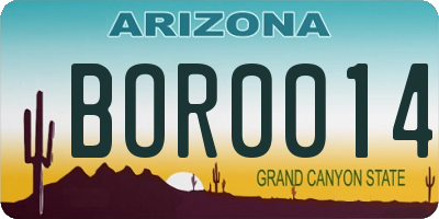 AZ license plate BOR0014