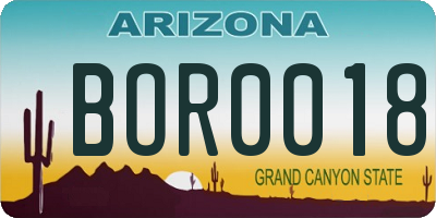 AZ license plate BOR0018