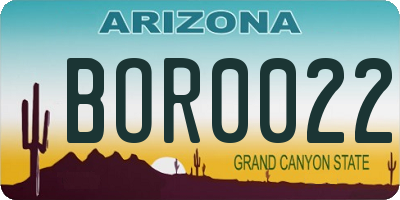 AZ license plate BOR0022