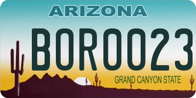 AZ license plate BOR0023